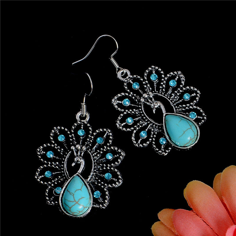 Turquoise Peacock Earrings
