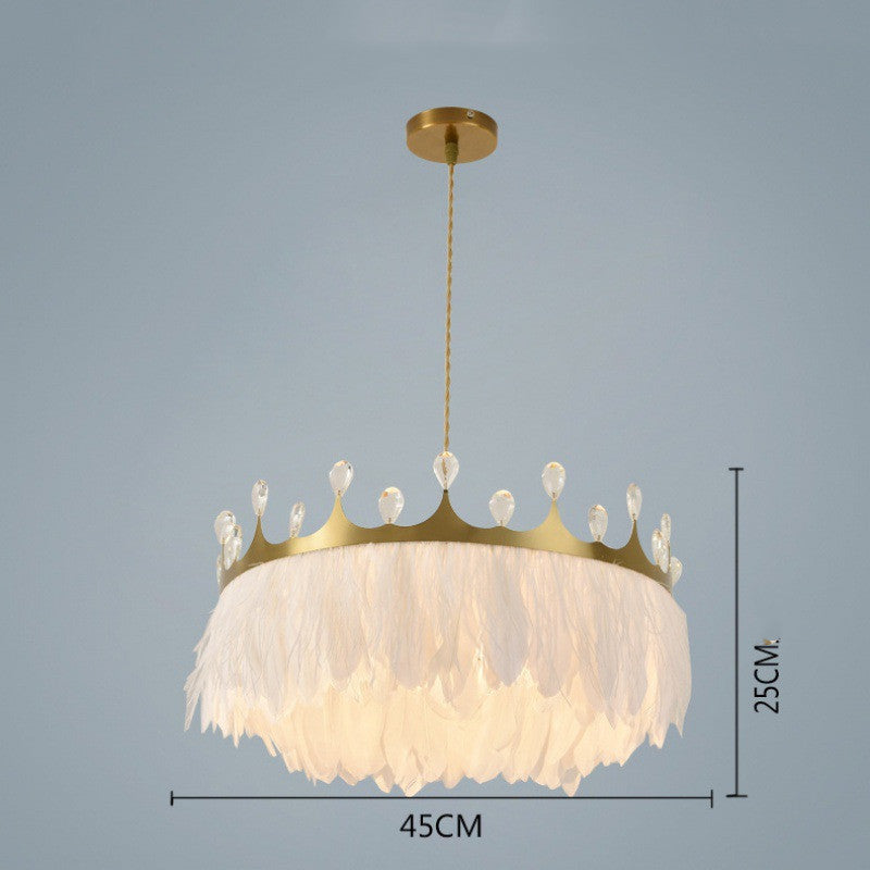 Crown Crystal Feather Bedroom Lamp