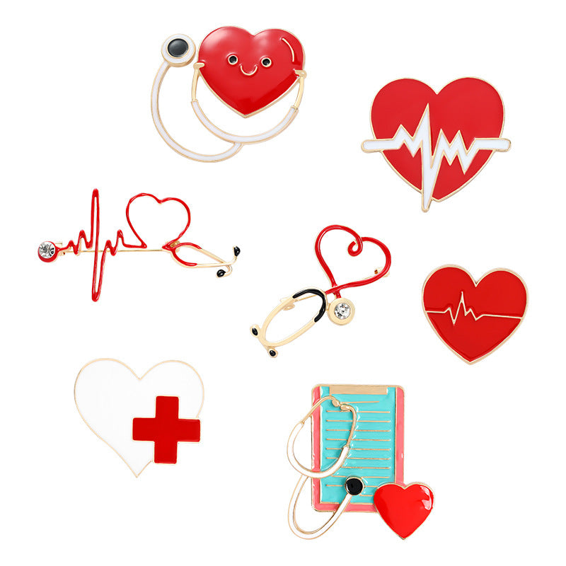 New Cartoon Creative Cartoon Heartbeat Shape Accessories Brooch