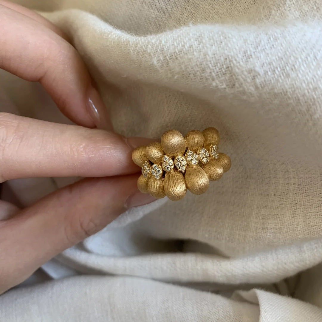 French Retro Handmade Brushed Ribbon Coffee Bean Ring