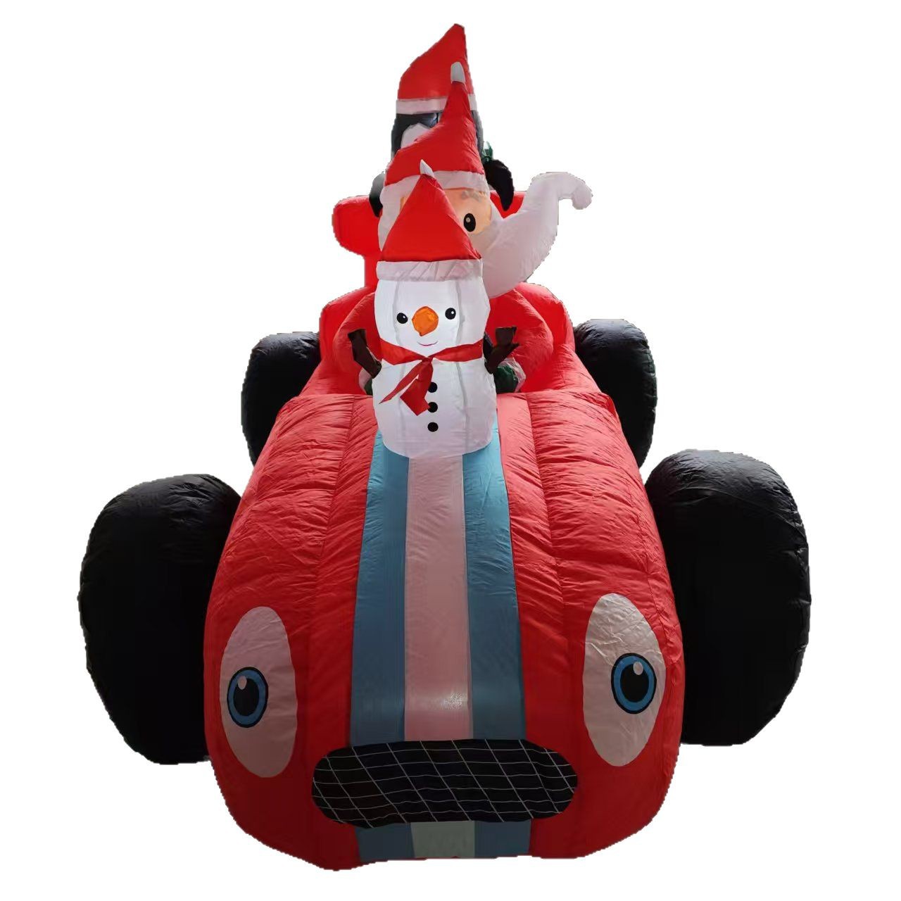 Old Man Driving A Racing Penguin Combo Christmas Inflatable