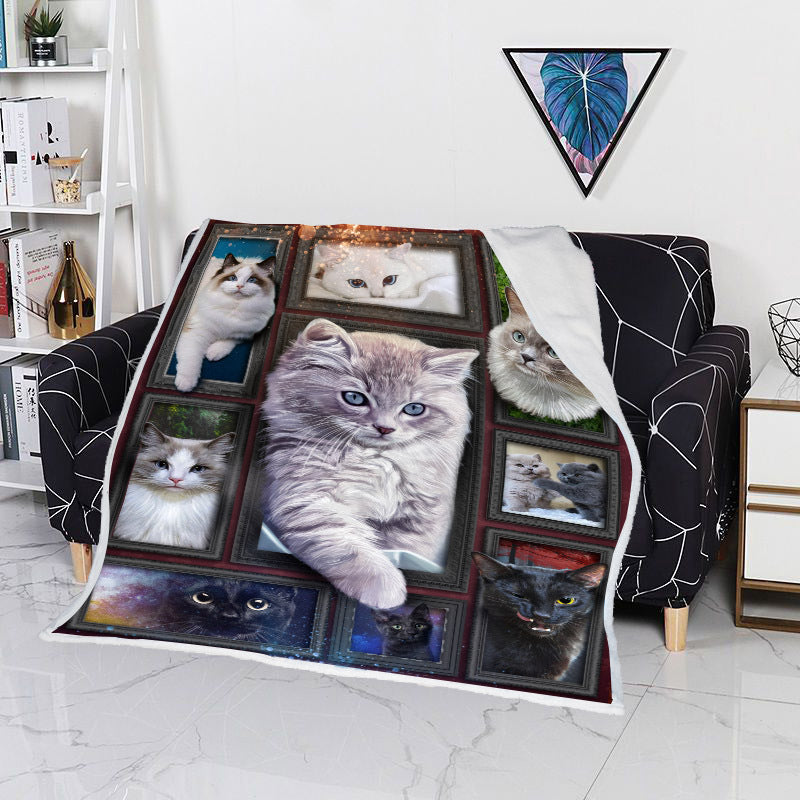 Double Layer Thickened Cashmere Blanket Cartoon Cartoon Cat Air Conditioner Quilt