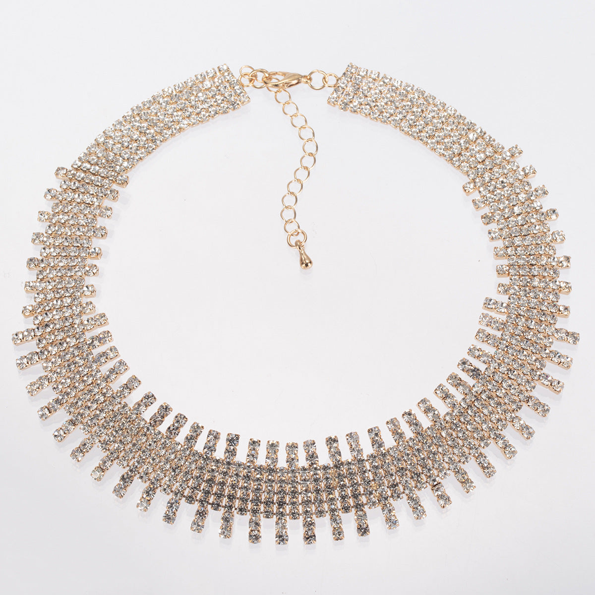 Shiny Women's Necklace Rhinestone Long Chain Necklace Tassel Choker