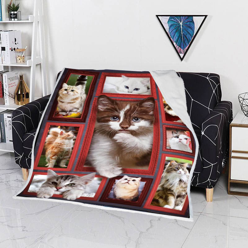 Double Layer Thickened Cashmere Blanket Cartoon Cartoon Cat Air Conditioner Quilt