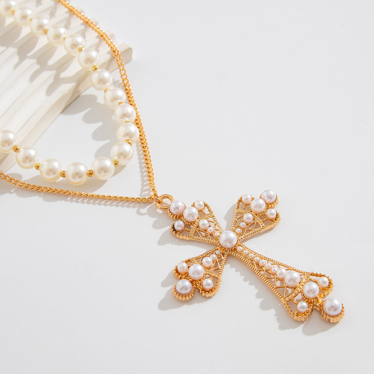 Hip Hop Niche Exaggerated Diamond Studded Cross Necklace