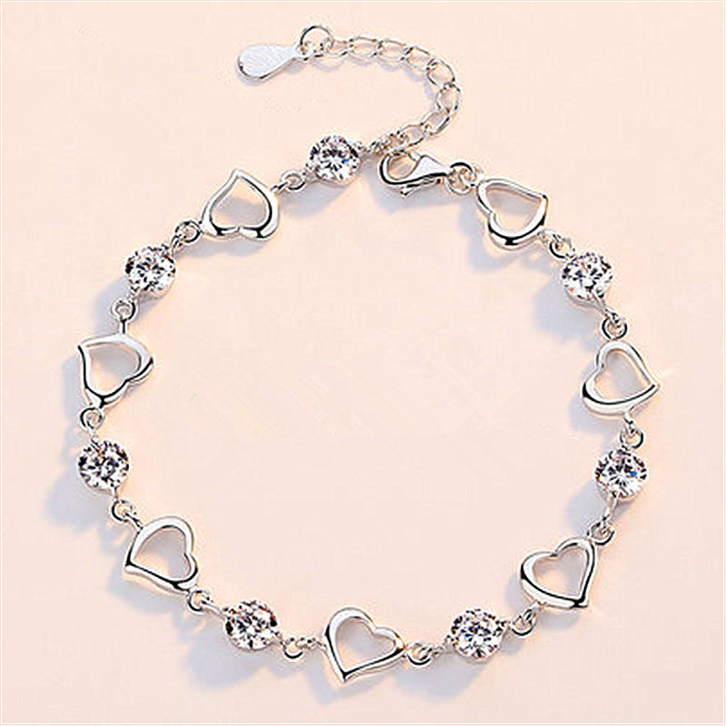 Simple Heart To Heart White Diamond Net Red Trendy Jewelry