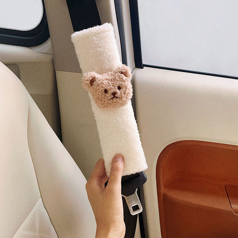 Cartoon Bear Shoulder Sleeve Protective Cover Baby Car Anti-Strangulation Seat Belt