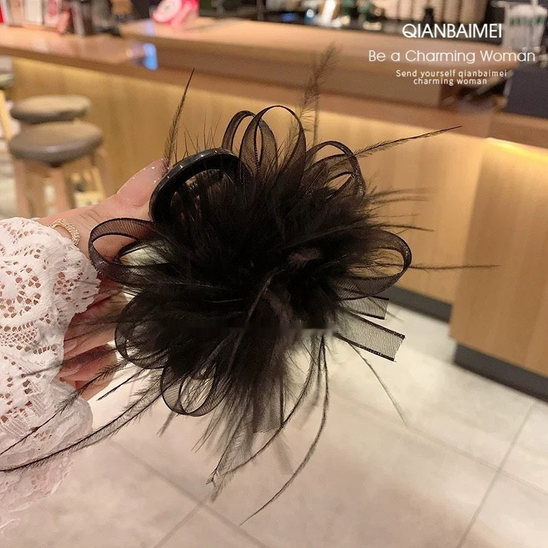 Ostrich Feather Hair Clip For Women