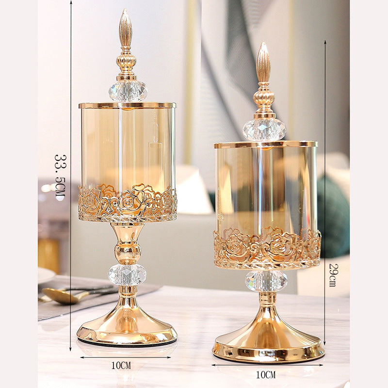 European Crystal Glass Storage Tank With Lid Decorative Ornaments
