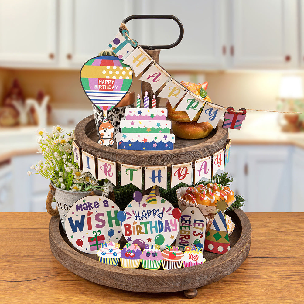 Birthday Party Theme Home Layered Tray Decorations