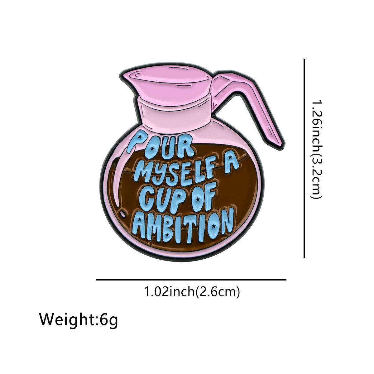 Cartoon Golden M Badge Coffee Quotation Brooch