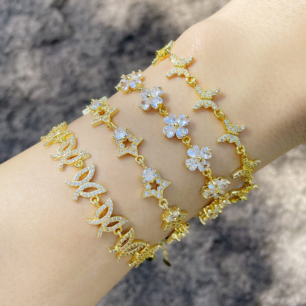 Fashion Bracelet Simple Zircon Flower Bracelet Cold Style