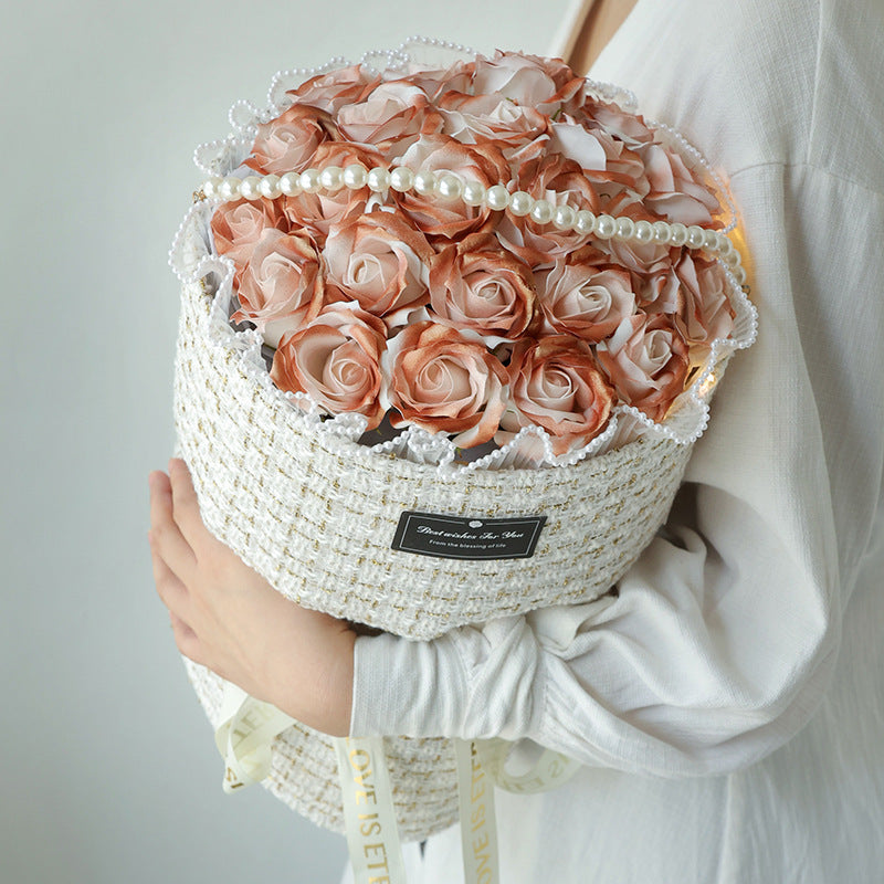 Classic Style Ice Crushing Blue Rose Soap Bridal Bouquet