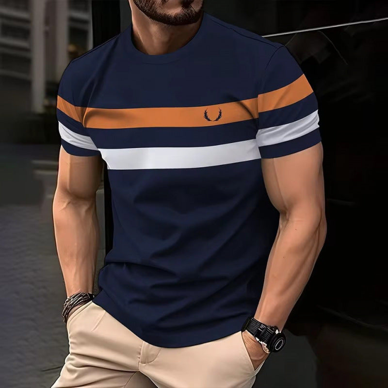 Loose Mesh Breathable Short Sleeve Round Neck T-Shirt Simple Men
