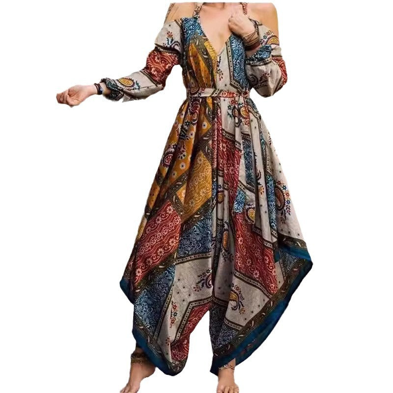 Ethnic Style Loose Printed Women's Jumpsuit