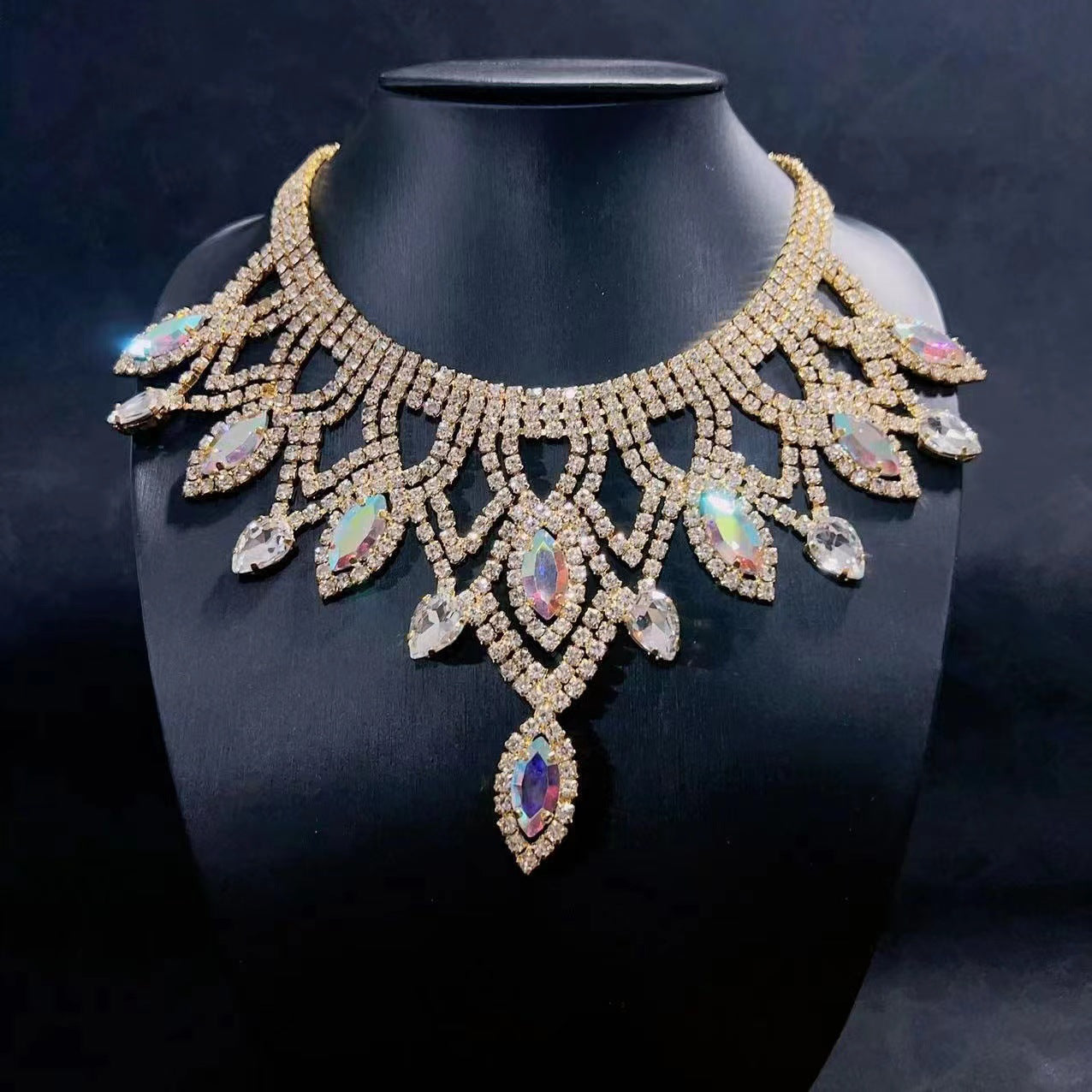 Exaggerated Rhinestone Necklace Personality Luxury Multi-Layer