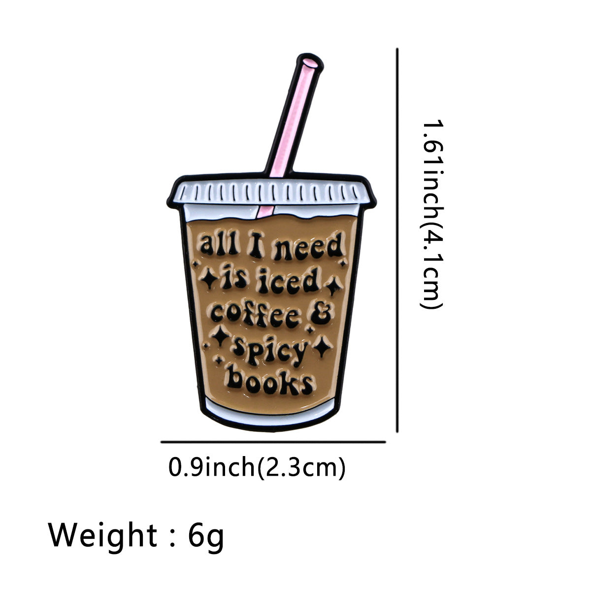 Cartoon Golden M Badge Coffee Quotation Brooch