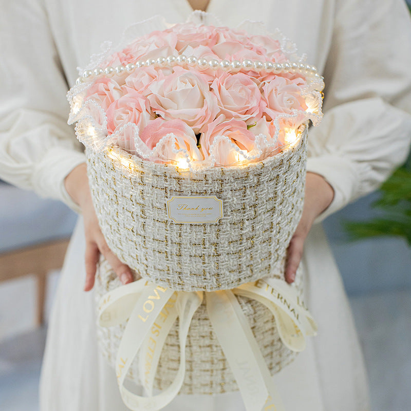 Classic Style Ice Crushing Blue Rose Soap Bridal Bouquet