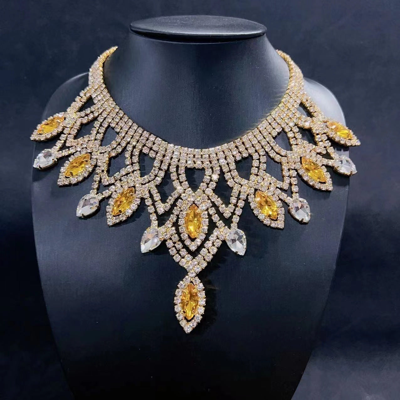 Exaggerated Rhinestone Necklace Personality Luxury Multi-Layer