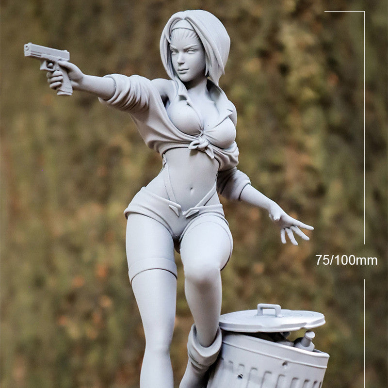 Cowboy Girl Solid Color Resin Model Soldier