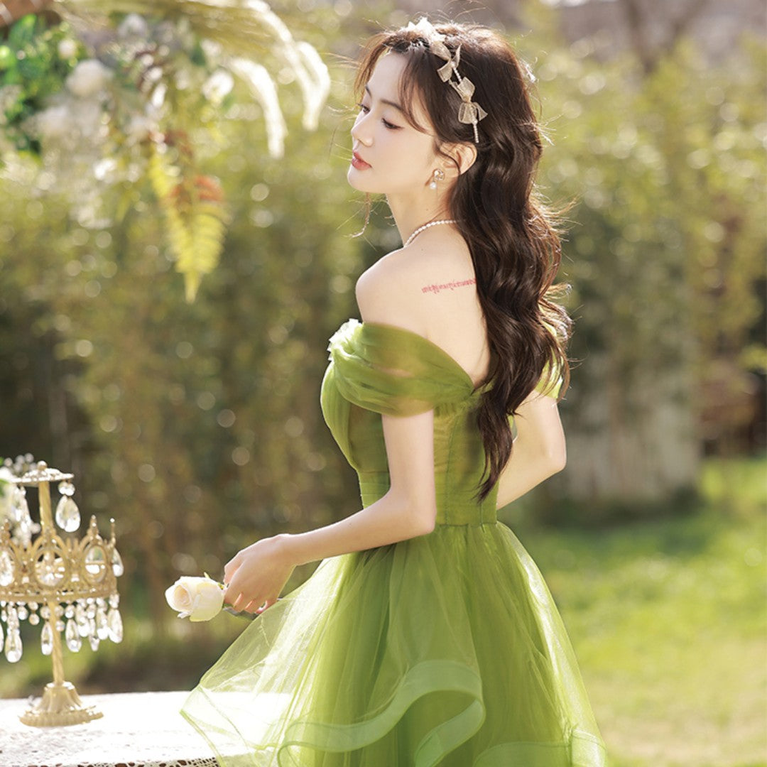 Green French Light Luxury Fairy Banquet Style Dress