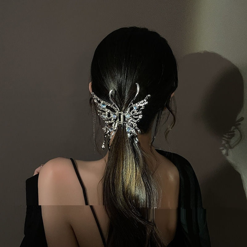 Exaggerated Personality Hair Accessories Metal Liquid Butterfly Grab Clip