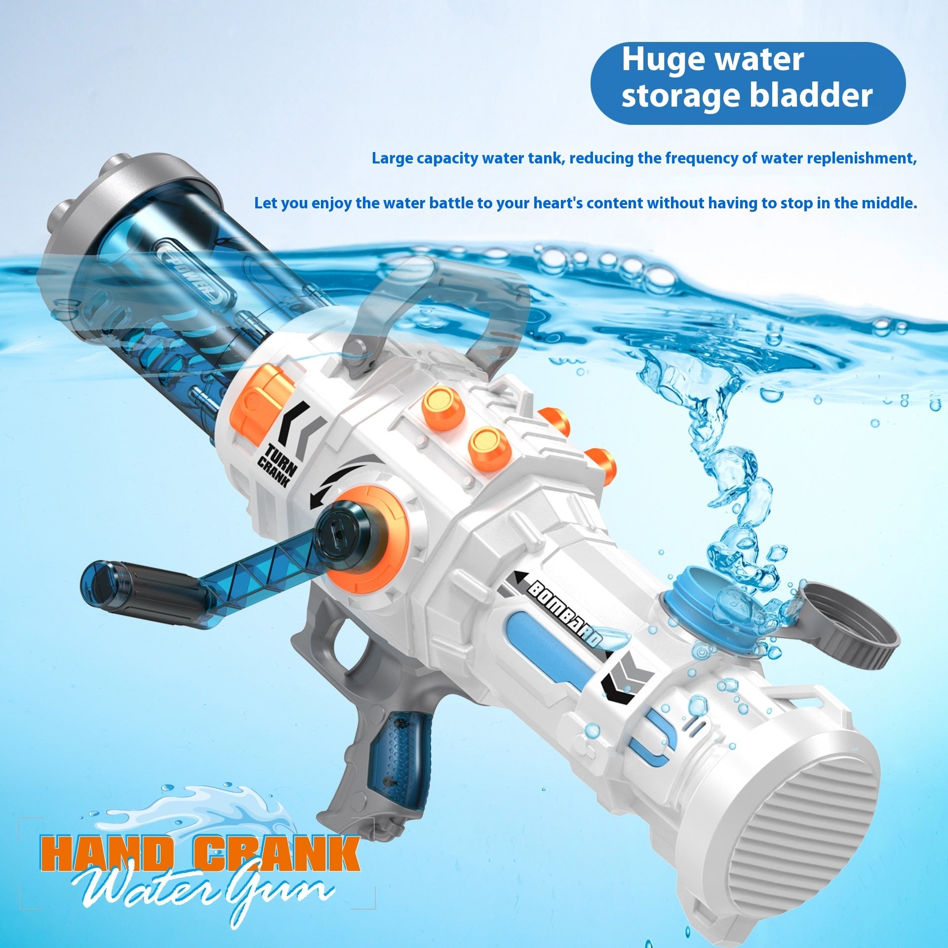 Continuous Hair Hand-cranking Gatling Water Gun Large Capacity Toy Water Gun
