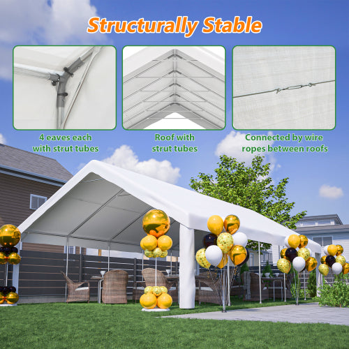 20x32 FT Party Tent With 3 Storage Bags & Removable Sidewalls, Outdoor Canopy Gazebo For Carport Camping Garden Wedding BBQ Commercial