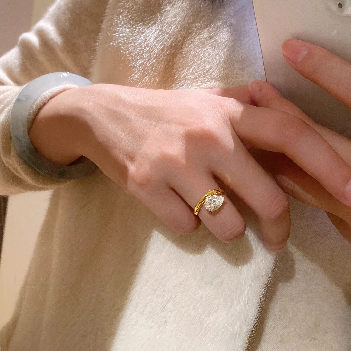 Antique Zircon Brushed Ring Female Retro Minority