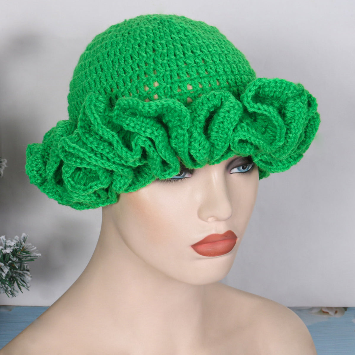 Knitted Lace Bamboo Hat Ruffled Hat Fashion