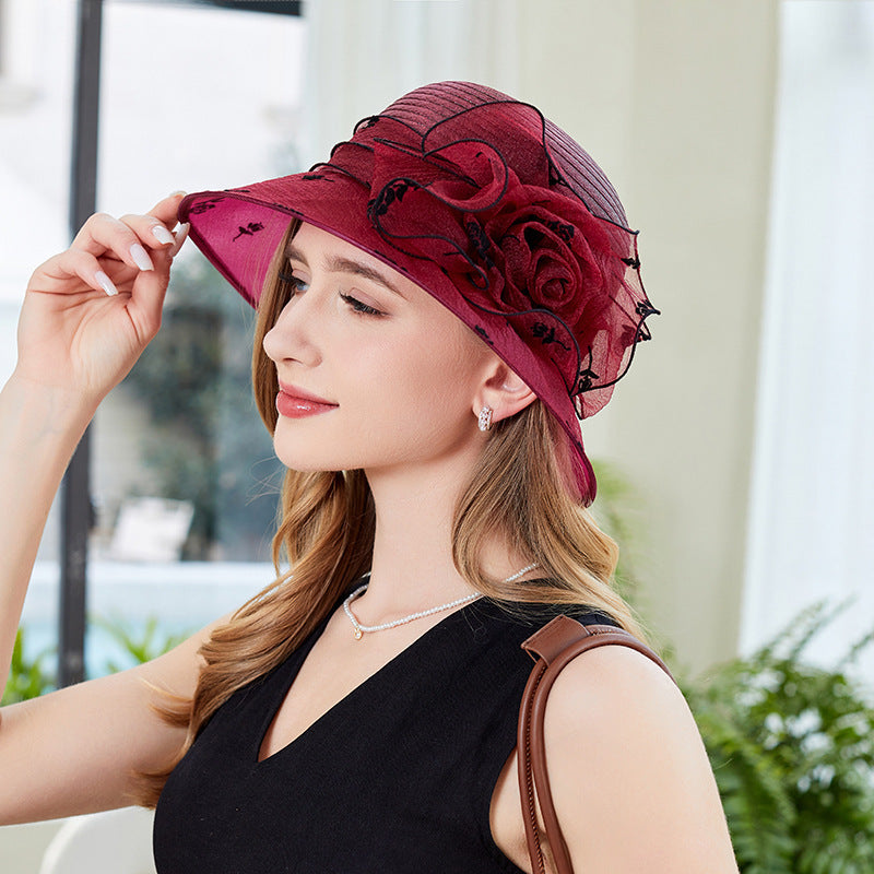 Sun Hat Female Organza Bucket Hat Sun Shade UV Protection