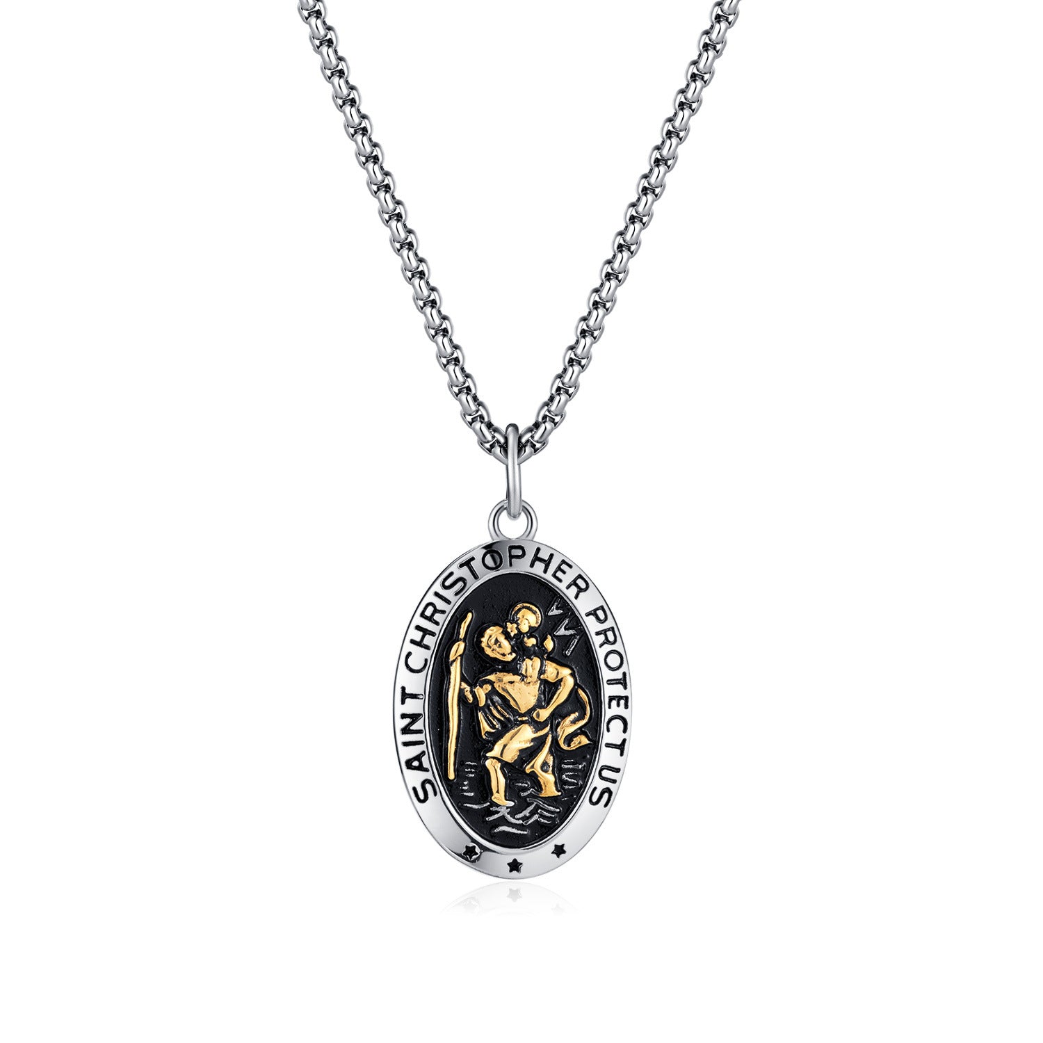 Stainless Steel St Christopher Men's Necklace