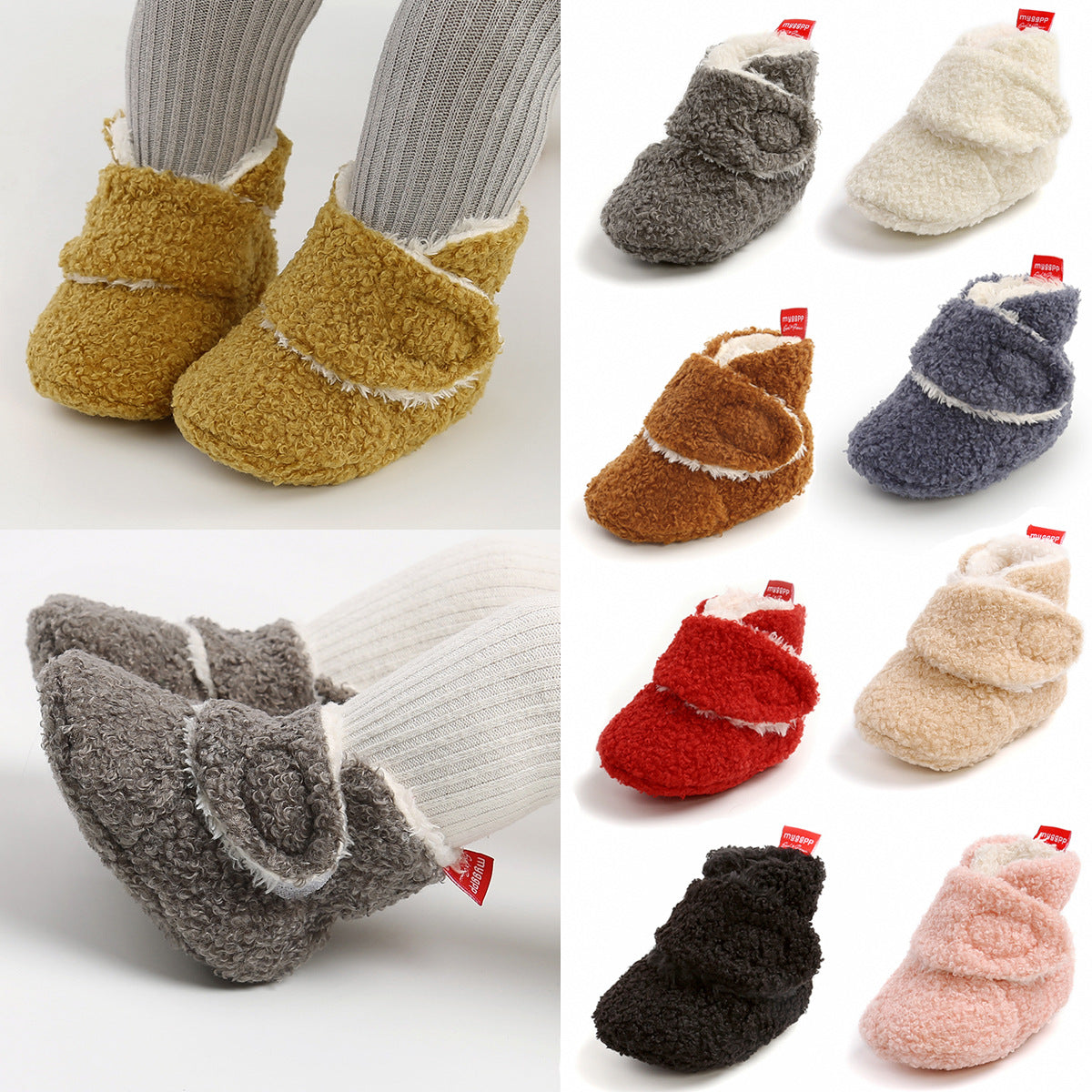 Solid Color Cartoon Cotton Shoes Baby Shoes Soft Sole Warm Shoes Toddler Shoes Baby's Shoes Plus Velvet 1982B
