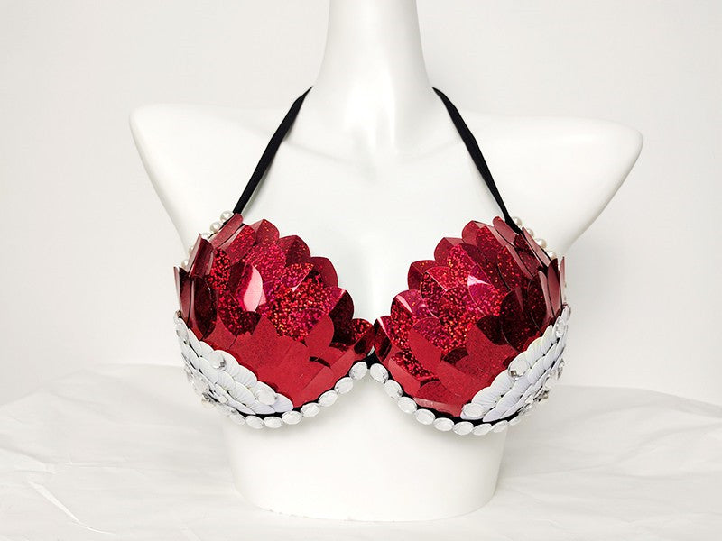 Mermaid Sequined Shell Bikini Top Bra