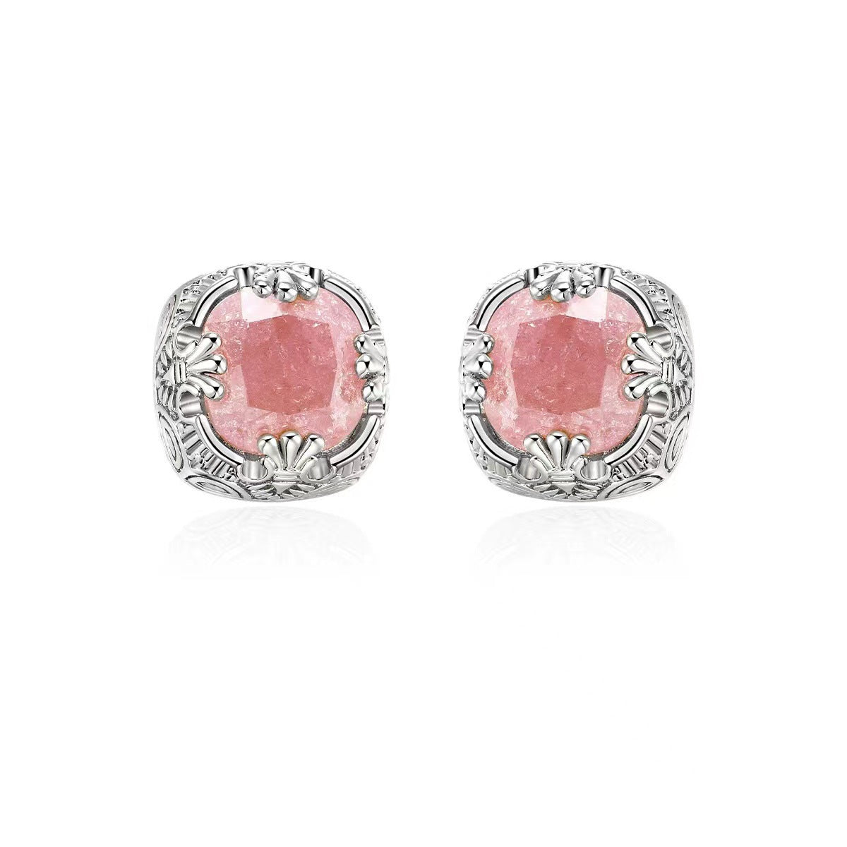 Retro Frosted Blossom Zircon Gilding Female Minority Design Earrings
