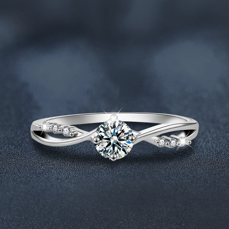 Elegant 1 Carat Six-Prong Wedding Ring Light Luxury Adjustable Couple Ring For Women