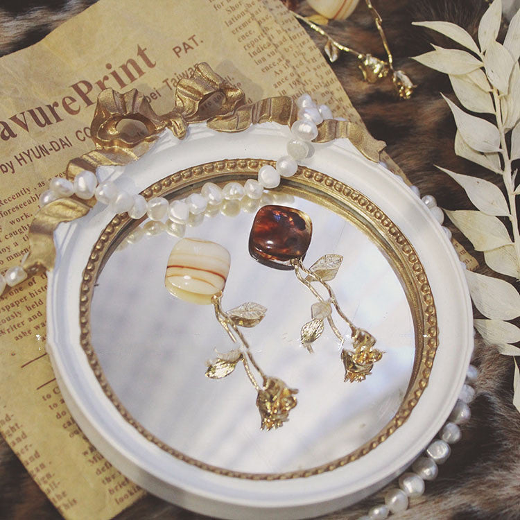 European Style Decorative Retro Mirror Headpiece Jewelry Tray Props