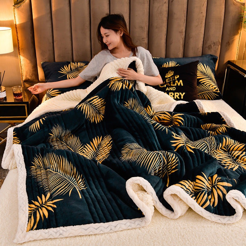 Cashmere Three-Layer Blanket Thickened Warm Feather Silk Blanket