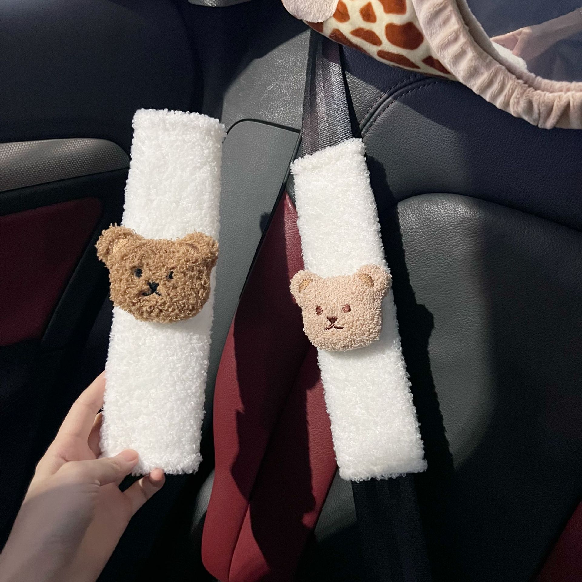 Cartoon Bear Shoulder Sleeve Protective Cover Baby Car Anti-Strangulation Seat Belt