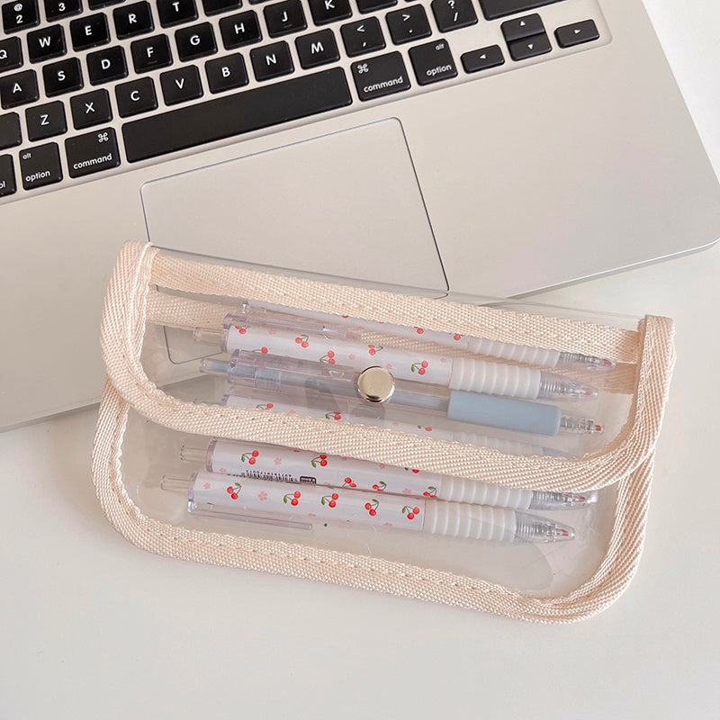 Transparent Document Bag Snap Pvc Storage Bag Pen Bag Sundries Bag Coin Purse