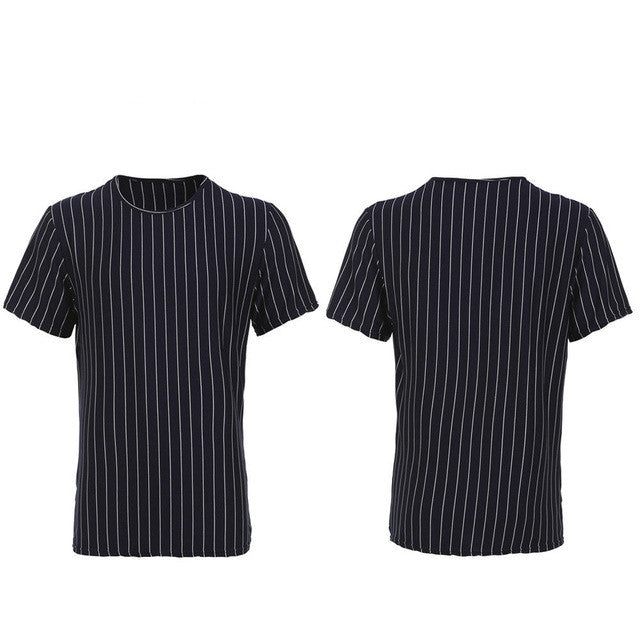 Striped Round Neck Short Sleeve Men