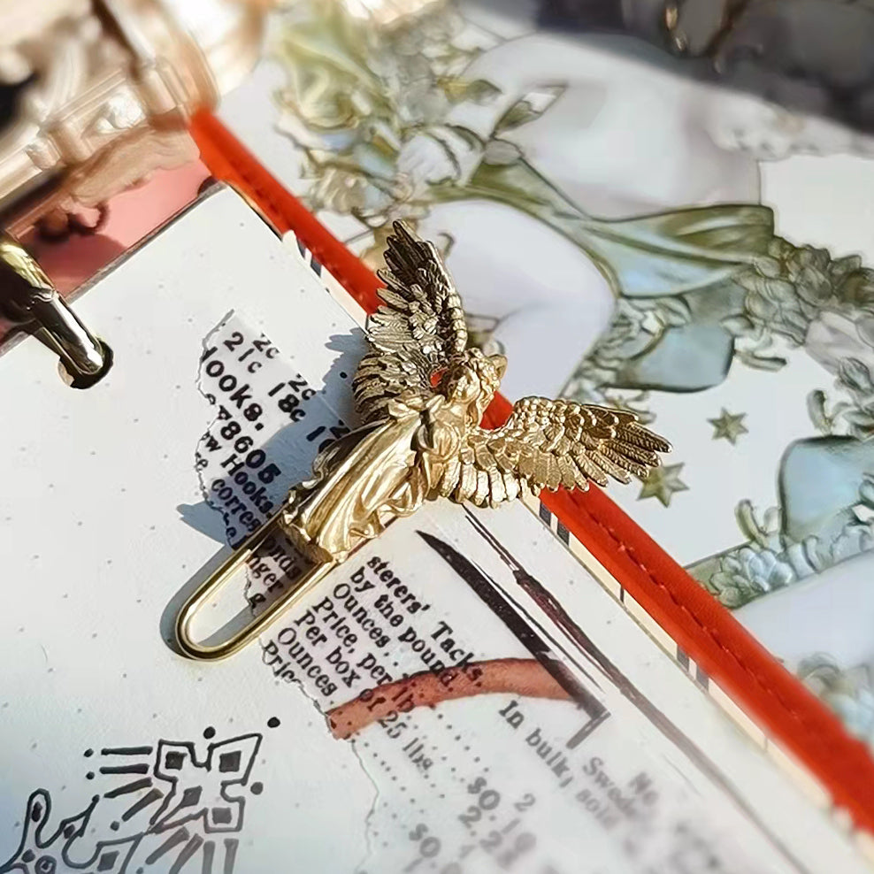 Brass Little Angel Retro European Handbook Bookmark Pin