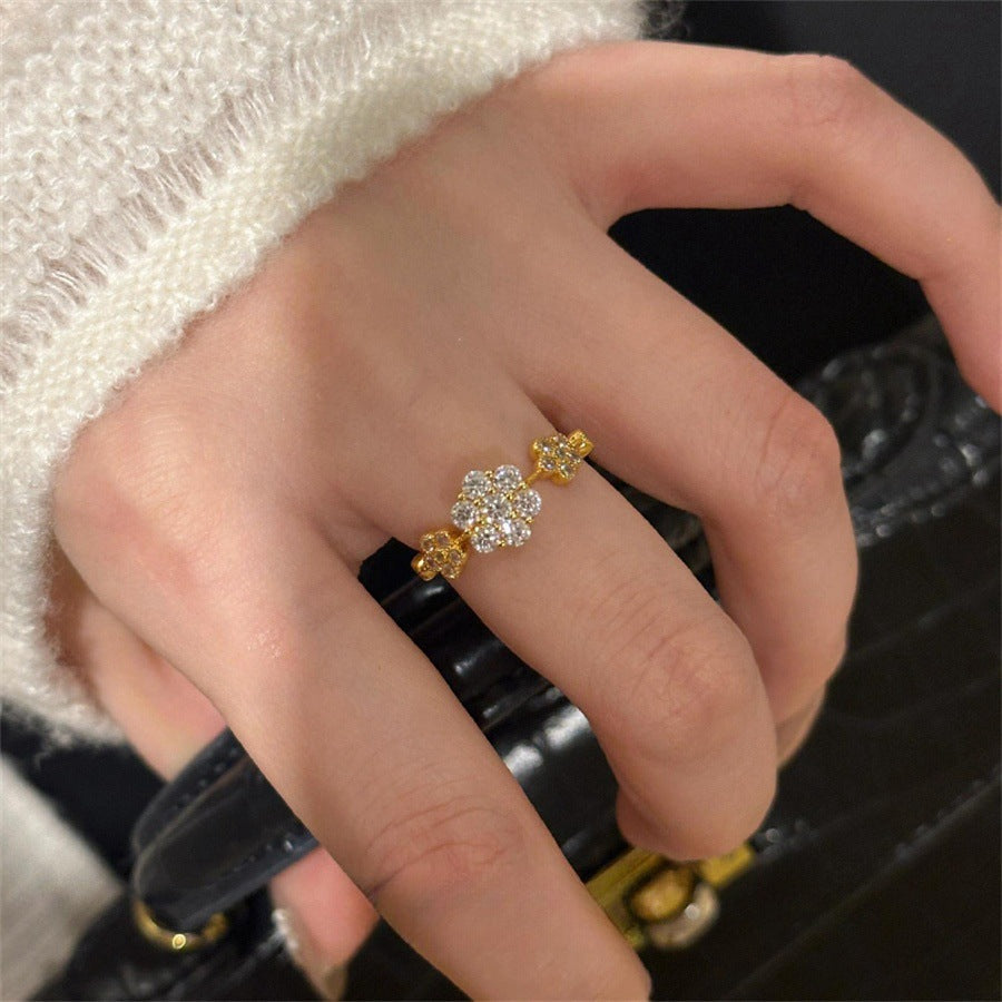 Antique Zircon Brushed Ring Female Retro Minority