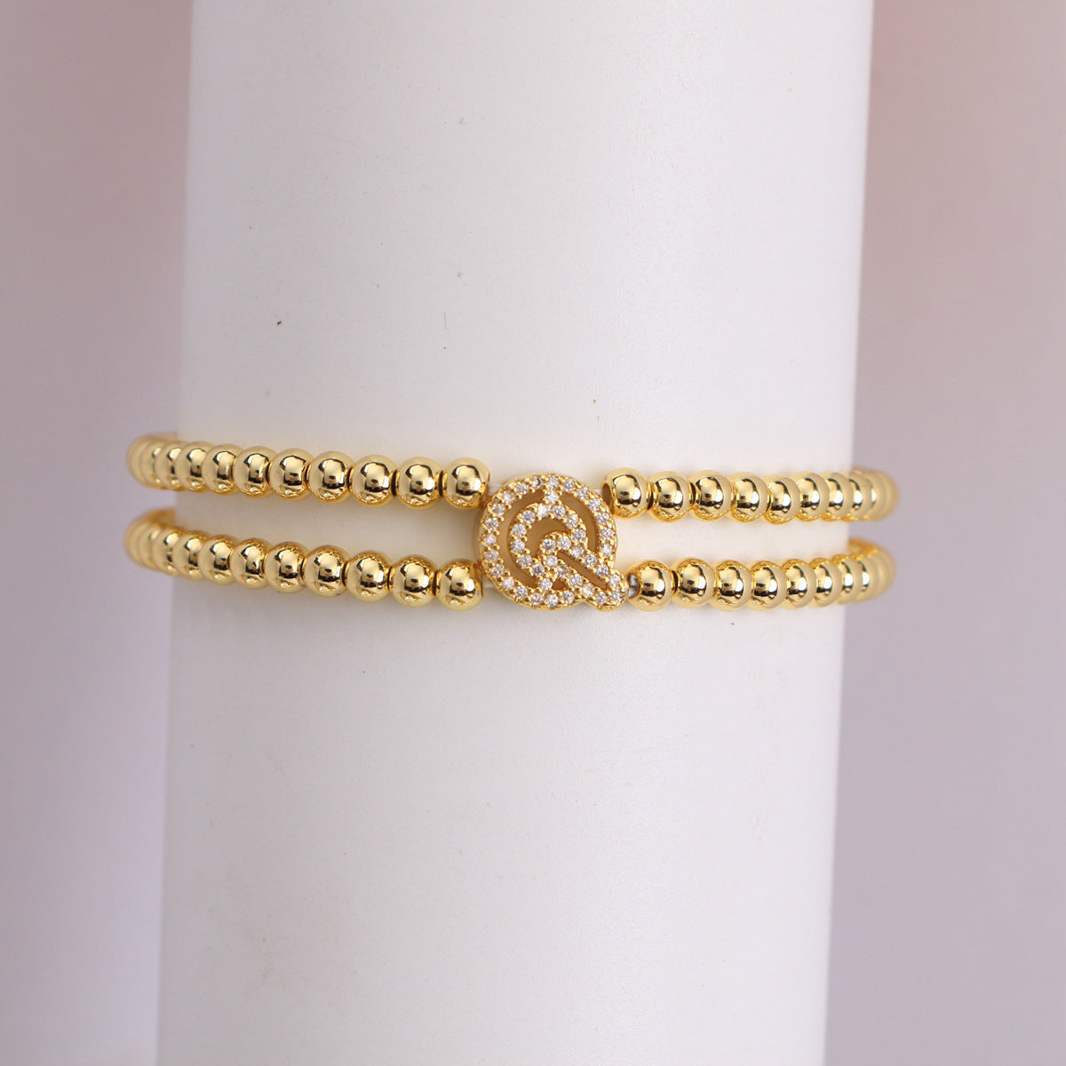 Copper-Plated 18k Gold Zircon Bead Bracelet