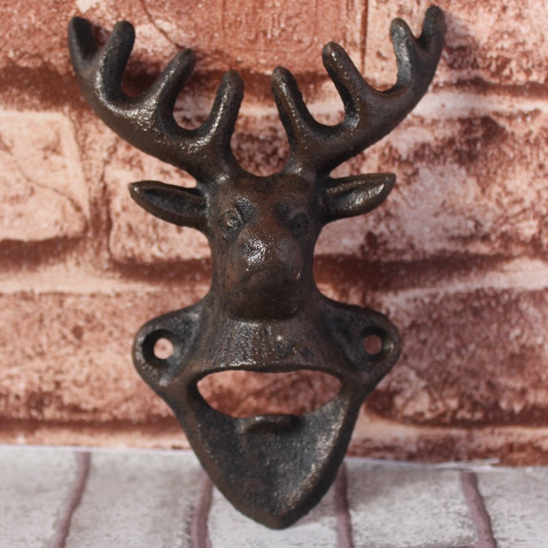 Retro Creative Cast Iron Beer Corkscrew Wall Mounted