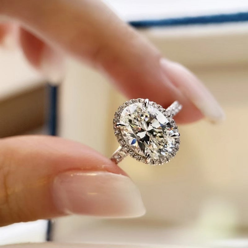 Elegant 1 Carat Six-Prong Wedding Ring Light Luxury Adjustable Couple Ring For Women