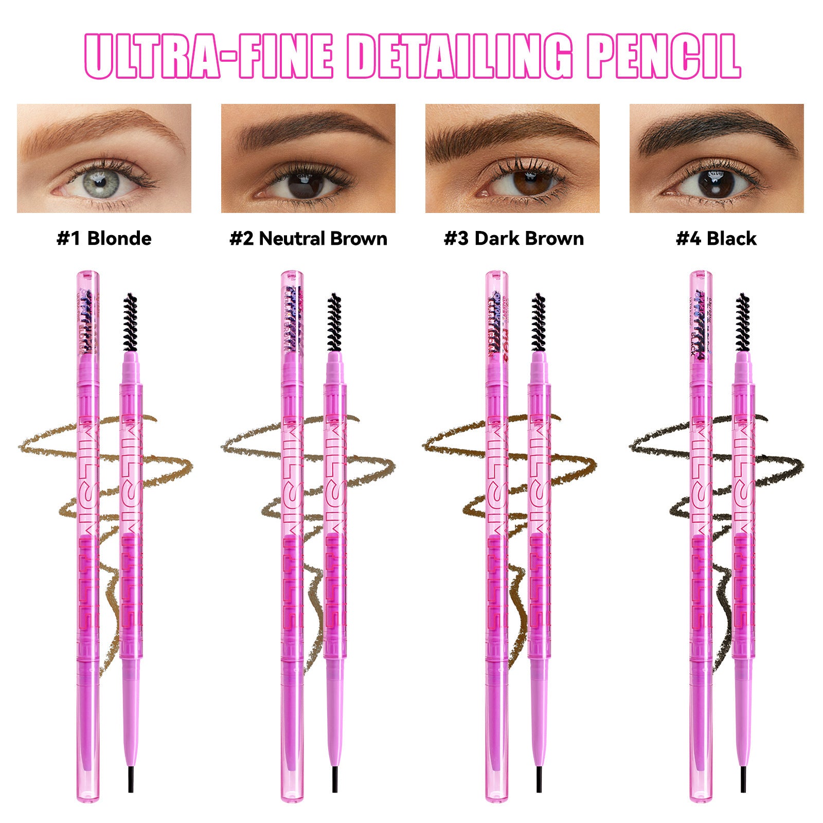 4-Color Double-Headed Eyebrow Pencil Waterproof And Sweat-Proof Long-Lasting