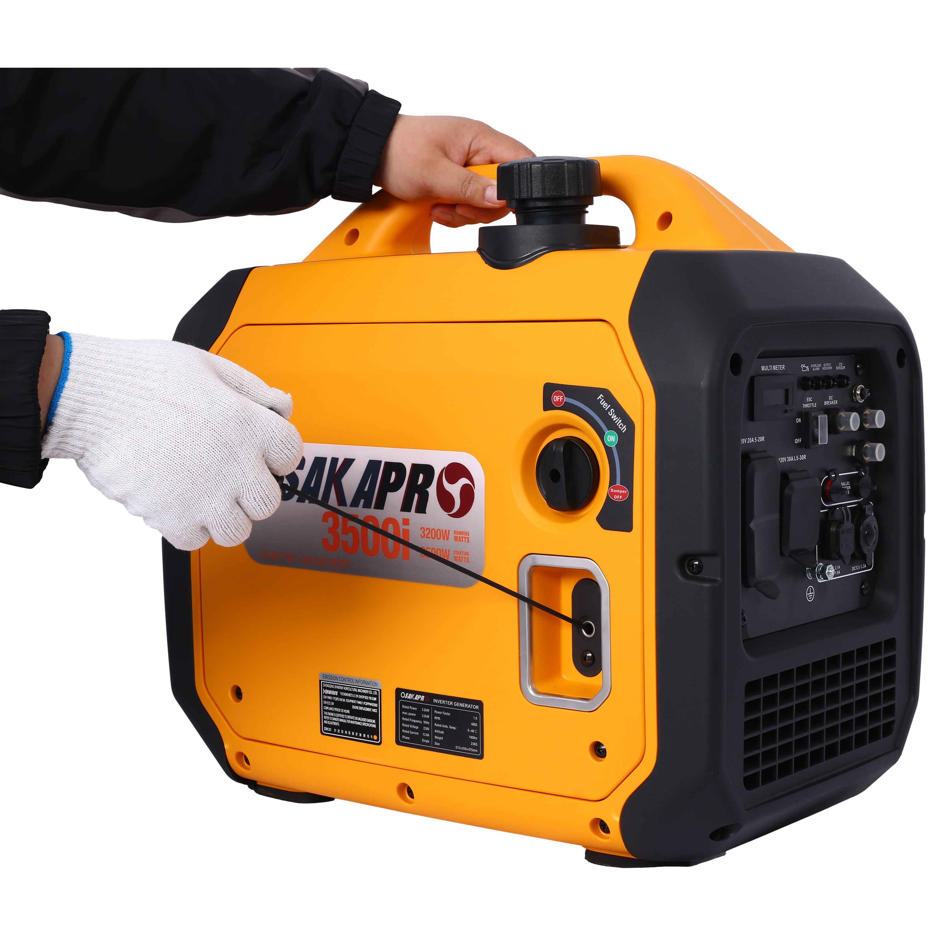 3500 Watt Portable Inverter Generator Gas Powered, EPA Compliant With CO SENSOR, Compact And Lightweight For Home Backup Power, Outdoor Camping, RV And Trailer