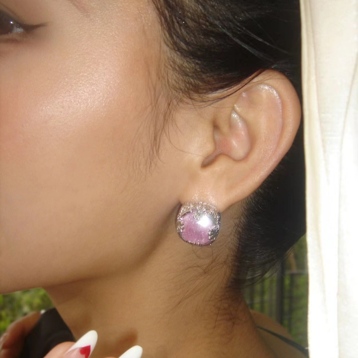 Retro Frosted Blossom Zircon Gilding Female Minority Design Earrings