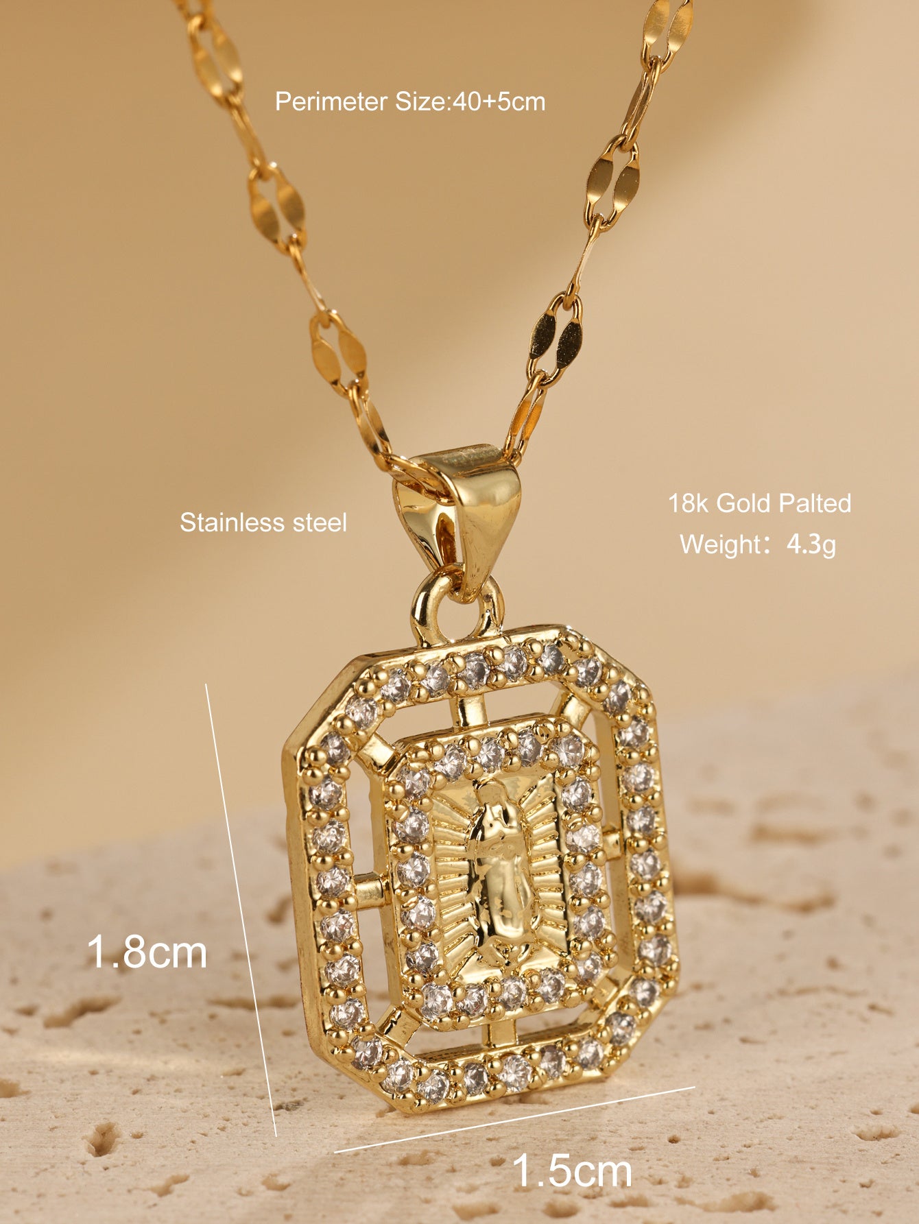 Classic Hollow Square Pendant Necklace, Elegant And Luxurious, Versatile Necklace